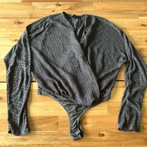 Dynamite grey wrap bodysuit